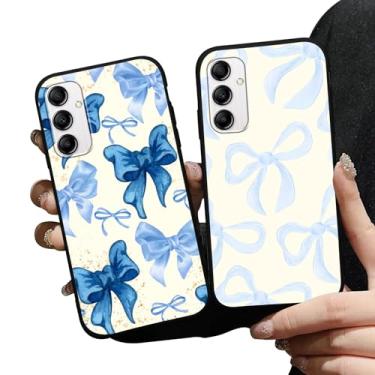 Imagem de Zrutru Pacote com 2 capas de telefone elegantes com laço preppy para Samsung Galaxy A14 5G, capa bonita da moda, feminina, estampa de laço de paixão, capa de proteção à prova de choque para Samsung