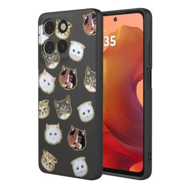 Imagem de KOARWVC Capa de telefone para Moto G15, capa de celular Motorola G15 Power Case com design de padrão de gato fofo capa protetora fina de TPU macio para Motorola G15 gato preto