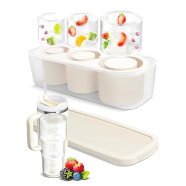 Imagem de Molde de bandeja de gelo para copo Stanley, molde de gelo 2025, bandeja de cubo de gelo de silicone com tampa para copo, máquina de gelo fácil de encher e liberar para uísque, coquetel, livre de BPA