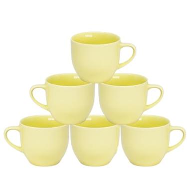 Imagem de Conjunto Xícaras Kit 6 Peças Porcelana Chicara Chá e Café 170ML (Amarelo)