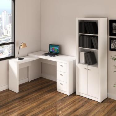 Imagem de Conjunto Mesa de Canto com Armário de Escritório 2 Peças Branco - Tecn