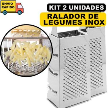 Imagem de Raladores Kit Com 02 Peças Em Aço Inox De 4 Faces Ralador Corte Para R