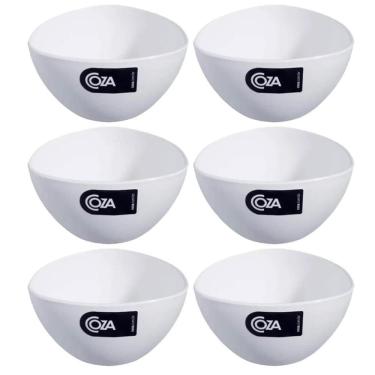 Imagem de Kit 6 Cremeiras 250ml Branca Cumbuca Tigela Plástica Petiscos Potes Triangulares Coza