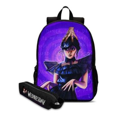 Imagem de Infantil Feminina Mochila Escolar Gótica com Estojo Estilo Wandi Estam