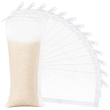Imagem de 15 sacos de filtro de aquário de 150 mícrons, sacos de mídia de filtro fino reutilizáveis de malha fina com zíper para filtro de resinas finas e carvão ativado para tanques de água doce ou salgada (8,9 x 20 cm)