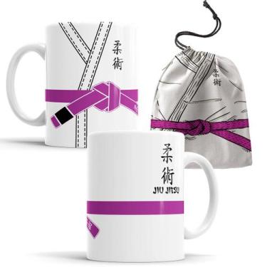 Imagem de Caneca Artes Marciais Jiu-Jitsu Faixa Roxa com Saquinho - Elicomics