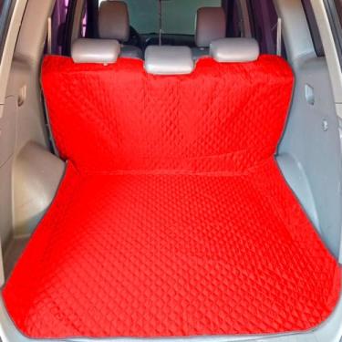 Imagem de Capa Protetora de Carro 130x160 Porta Malas Pet Cachorros Matelado Impermeável Grande Vermelho