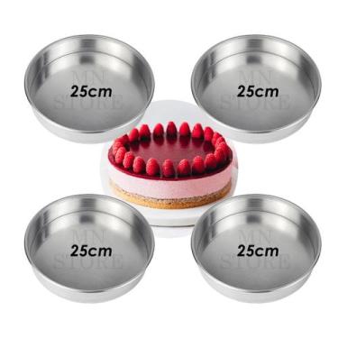 Imagem de Kit 4 Assadeira Forma Redonda 25x5 Alumínio Fundo Fixo - MN Utilidades