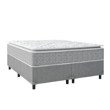 Imagem de Cama Casal Queen Colchão Molas Ensacadas Pillow Top Perfect 158x198x71cm Cinza/Branco Umaflex - Suporta até 120kg por Pessoa