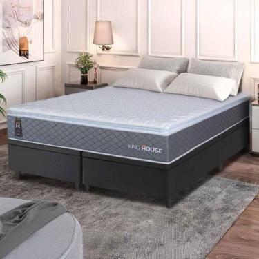 Imagem de Conjunto Box Baú Preto Argel Cinza Espuma D33 King 193x203x74 - King H