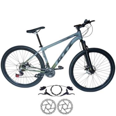 Imagem de Bicicleta Aro 29 GTI Roma 24 V MTB Index Disco Hidráulico Suspensão 80mm Unissex (Cinza/Verde, 19)