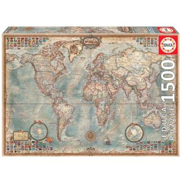 Imagem de Puzzle 1500 Swiat mapa stylizowana polityczna