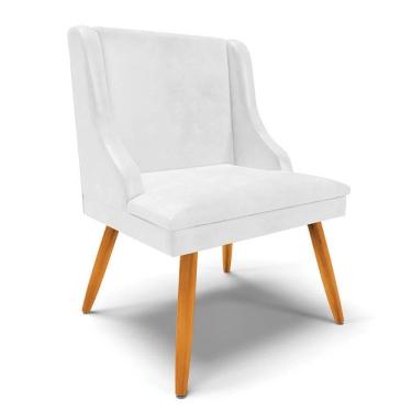 Imagem de Cadeira Estofada Para Sala De Jantar Pés Palito Lia Sintético Premium Branco - Ibiza
