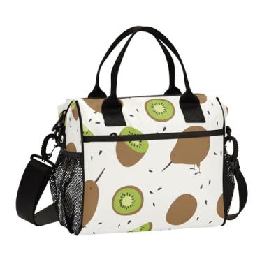 Imagem de Joisal Lancheira Kiwi Birds Frutas Doodle Adulto Masculino Grandes Lancheiras para Homens, Bolsa térmica térmica com bolsos laterais