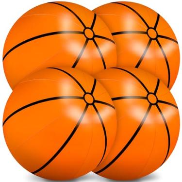 Imagem de Meooeck Bolas infláveis de 78 cm, grandes bolas infláveis de basquete, bolas de praia gigantes, bolas esportivas para piscina, verão, atividades ao ar livre, decorações de festa de aniversário (4 peças)