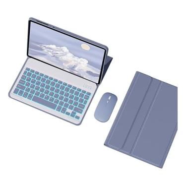 Imagem de Capa Para Tablet, Capa + Mouse e Teclado Magnético Bluetooth Destacável Para IPad 9ª/ 8ª /7ª Geração (Cinza Lavanda, Teclado retroiluminado)