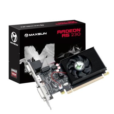 Imagem de maxsun Placa gráfica de computador AMD R5 230, 2G GDDR3, placa de vídeo HDMI VGA DVI ITX SFF GPU de baixo perfil pronto