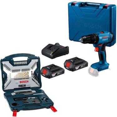 Imagem de Parafusadeira Furadeira Impacto Bosch Gsb 183 Li Kit 100 Pcs