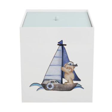 Imagem de Lixeira Kit Higiene MDF com Tampa Bebê Urso Marinheiro - Neném na Nuve