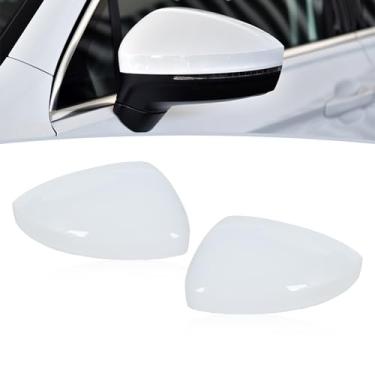 Imagem de JESYMBX Para VW Tiguan 2017 2018 2019 2020 Automóvel tampa do espelho retrovisor moldura do espelho retrovisor lente de vidro luz de volta 1 par branco esquerdo e direito