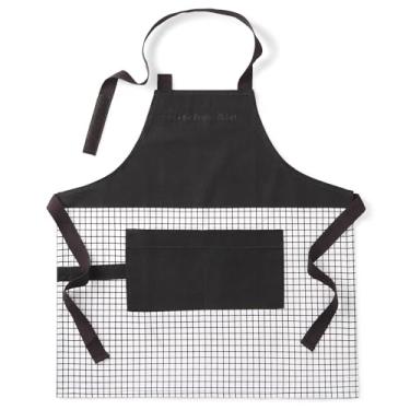 Imagem de KitchenAid Avental Gourmet Series Gridlines Little Chef, resistente a água e manchas, preto fosco, tamanho infantil 48 x 50 cm