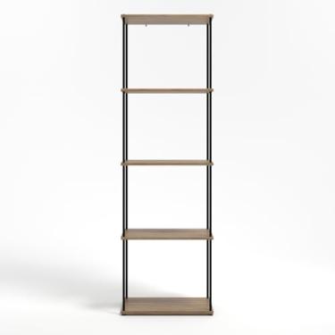 Imagem de Estante Livreiro Estilo Industrial Adega Metal E Madeira Lâmina/Preto