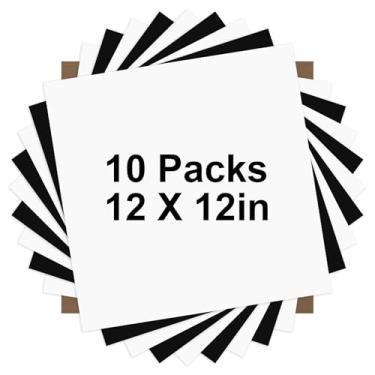 Imagem de HTVRONT Pacote de vinil de transferência de calor HTV: 5 vinil HTV branco e 4 folhas pretas de vinil de transferência de calor, 30,5 x 30,5 cm PU ferro em vinil mais 1 folha de teflon fácil de cortar