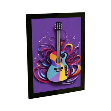 Imagem de Quadro Decorativo Violão Ilustração Vetor Roxo Decoração Poster Quarto Sala