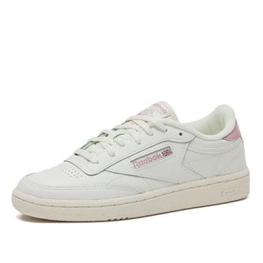 Imagem de Reebok Tênis infantil unissex Club C, Giz/Giz/Rosa fumê, 13.5 Little Kid