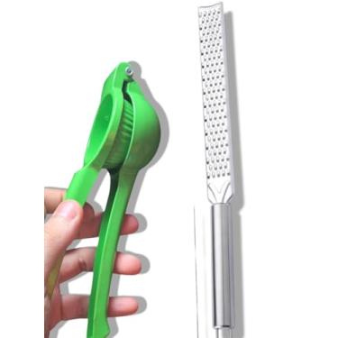 Imagem de Kit Espremedor Manual de Limão Inox 20cm + Ralador de Casca e Queijo Inox 34cm – Para Limonadas, Bolos, Culinária e Bebidas – Utensílios Duráveis e Práticos (verde, 20 cm)