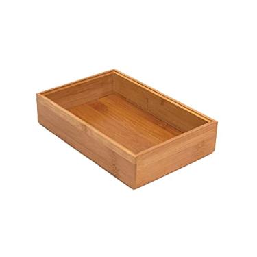 Imagem de Lipper International 8181S caixas organizadoras empilh veis de bambu 3 por 9 polegadas, conjunto com 2, Bamboo Wood, 6" x 9", 1