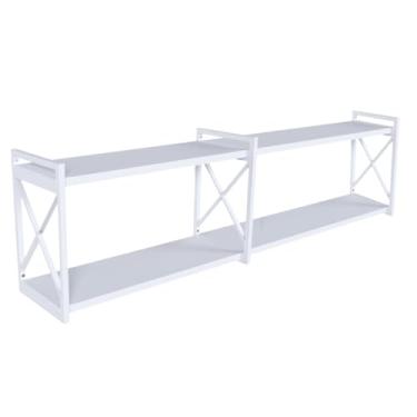 Imagem de Prateleira X Estilo Industrial Moderna, Funcional e Resistente Ideal para Organização e Decoração de Ambientes – Bimove (M. Branco/S. Branco, 90x20)