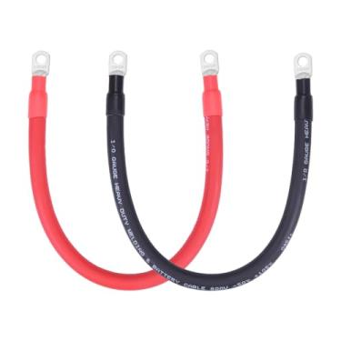 Imagem de Shirbly Cabo de bateria flexível 1/0 AWG com terminais de 9,5 mm - inversor de cobre puro OFC e fio de soldagem para motocicleta automotiva solar RV (vermelho + preto, par de 1,5 pés)