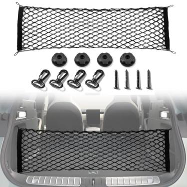 Imagem de Amiss Rede de carga elástica, acessórios externos para carros, rede de armazenamento elástica ajustável para porta-malas com gancho para SUVs, carros e caminhões (90 x 40 cm)