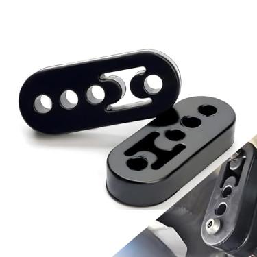 Imagem de Jewkot 2 peças 4 furos silenciador de carro gancho de escape, impermeável, durável, suporte de tubo de escapamento de veículo, suporte universal automotivo absorvente de choque para tubo (preto)
