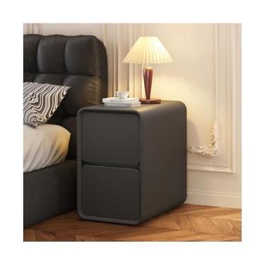 Imagem de Mesa De Cabeceira Estreita De Madeira Maciça De 18" De Altura, Mesa De Cabeceira Moderna Com 2 Gavetas De Armazenamento Para Espaços Pequenos(Dark Gray,13x15x18in)