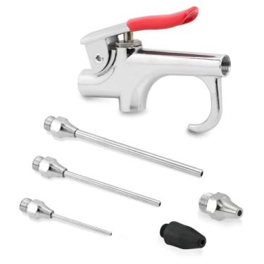 Imagem de QiLeeCar Kit de pistola de soprador de ar potente de alto volume com bocal de proteção de borracha, ferramenta pneumática de sopro de poeira e acessórios de compressor de ar para limpeza eficaz