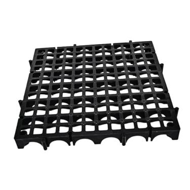 Imagem de MotiveTech Tapete de piso modular com encaixe, furos quadrados, grade para piso de garagem, para lavagem de carros, ralo de banheiro, Preto