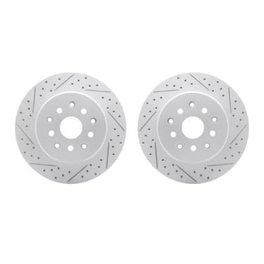 Imagem de Dynamic Friction Company Freios traseiros e rotores | Rotores de freio perfurados | Rotores de freio a disco traseiro | Serve para Toyota Supra 1993-1998