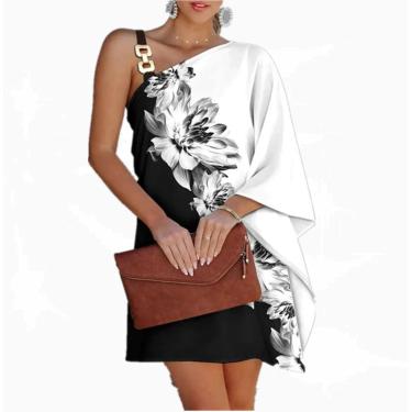 Imagem de Mulheres Soltas Florais Sexy Babados Fora Do Ombro Mini Vestido De Verão Stap Camis Vestidos De Praia De Festa, Beige, S