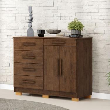 Imagem de Cômoda Sapateira Sirius 2 Portas 5 Gavetas Marrom - Vila Rica
