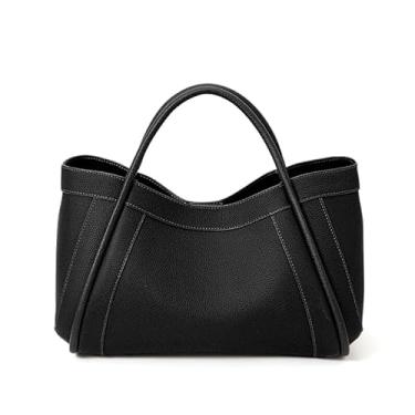 Imagem de Bolsa feminina de couro de vaca de primeira camada, com estampa de crocodilo, ombro único, bolsa transversal de grande capacidade, Preto