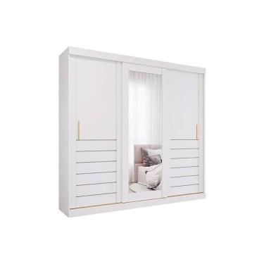 Imagem de Guarda Roupa Casal 3 Portas de Correr (1 c/ Espelho) e 6 Gavetas Cecilia Branco - Panan