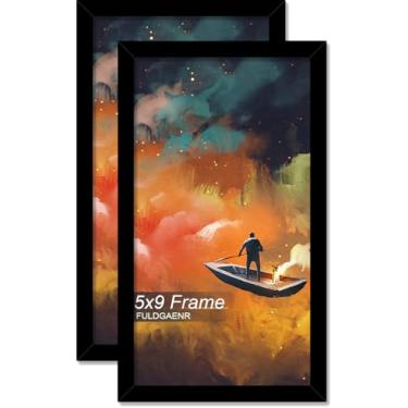 Imagem de FULDGAENR Conjunto de 2 porta-retratos 13 x 23 cm, molduras pretas para certificado de pôster, moldura de parede/mesa de alta transparência com visor vertical horizontal (pacote com 2 | Preto | 12,7 x