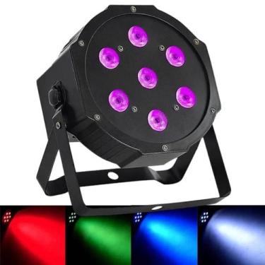 Imagem de Canhão Jogo De Luz 7 LEDs RGBW Strobo Para Festa Profissional Com Potê