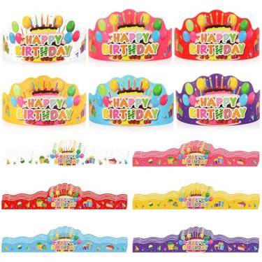 Imagem de Hxezoc Pacote Com 30 Coroas De Aniversário Para Sala Aula Infantil, Chapéus Papel, Materiais Festa Escolar (6 Cores)