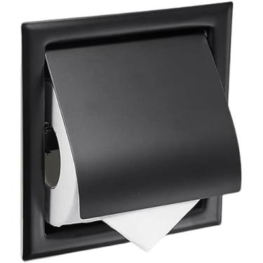 Imagem de Suporte De Papel Higiênico Embutido De Rolo Duplo Suporte De Rolo De Papel Higiênico De Aço Inoxidável 304 Suporte De Rolo De Tecido De Montagem Na Parede Do Banheiro Ilu, Black, Single