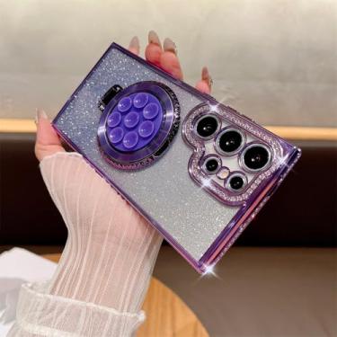 Imagem de MVVKKY para Samsung S24 Plus Luxury Glitter Case Ventosa Fixa Almofada Suporte Capa (para Samsung S24 Plus/PurpleSF)