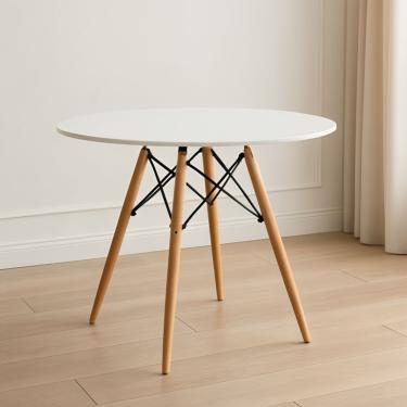 Imagem de Mesa Eames Eiffel Tampo De Madeira Mdf 80cm Branca