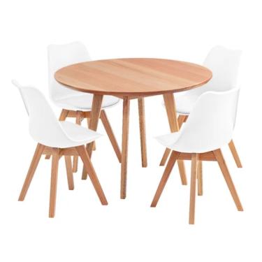 Imagem de Jogo De Mesa Redonda Para Cozinha Ou Sala – Nina Saarinen Com 4 Cadeiras Ergonômicas